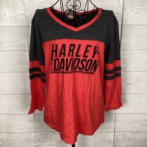 Harley-Davidson Women's Black and Red Long Sleeve Top